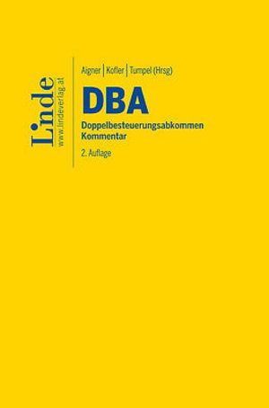 Das Bild zeigt das Cover der Publikation „DBA“ mit dem Titel „Doppelte Besteuerung und ihre Vermeidung“. Der Hintergrund ist gelb, und der Titel sowie das Akronym „DBA“ sind in Blau gehalten.     ChatGPT fragen